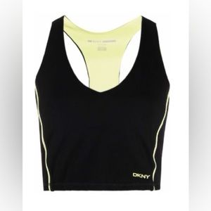 DKNY Womens Contrast-Trim Cropped Tank Top,Sunny Lime- NWT